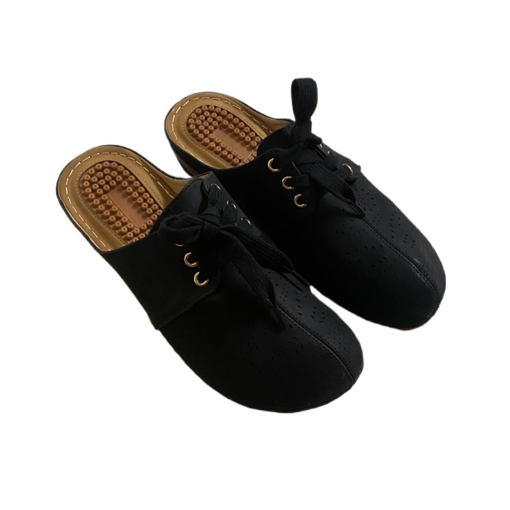 Ecetana Women’s Clog Slip-On Wedged Breathable Black Walking Mules Sz 43